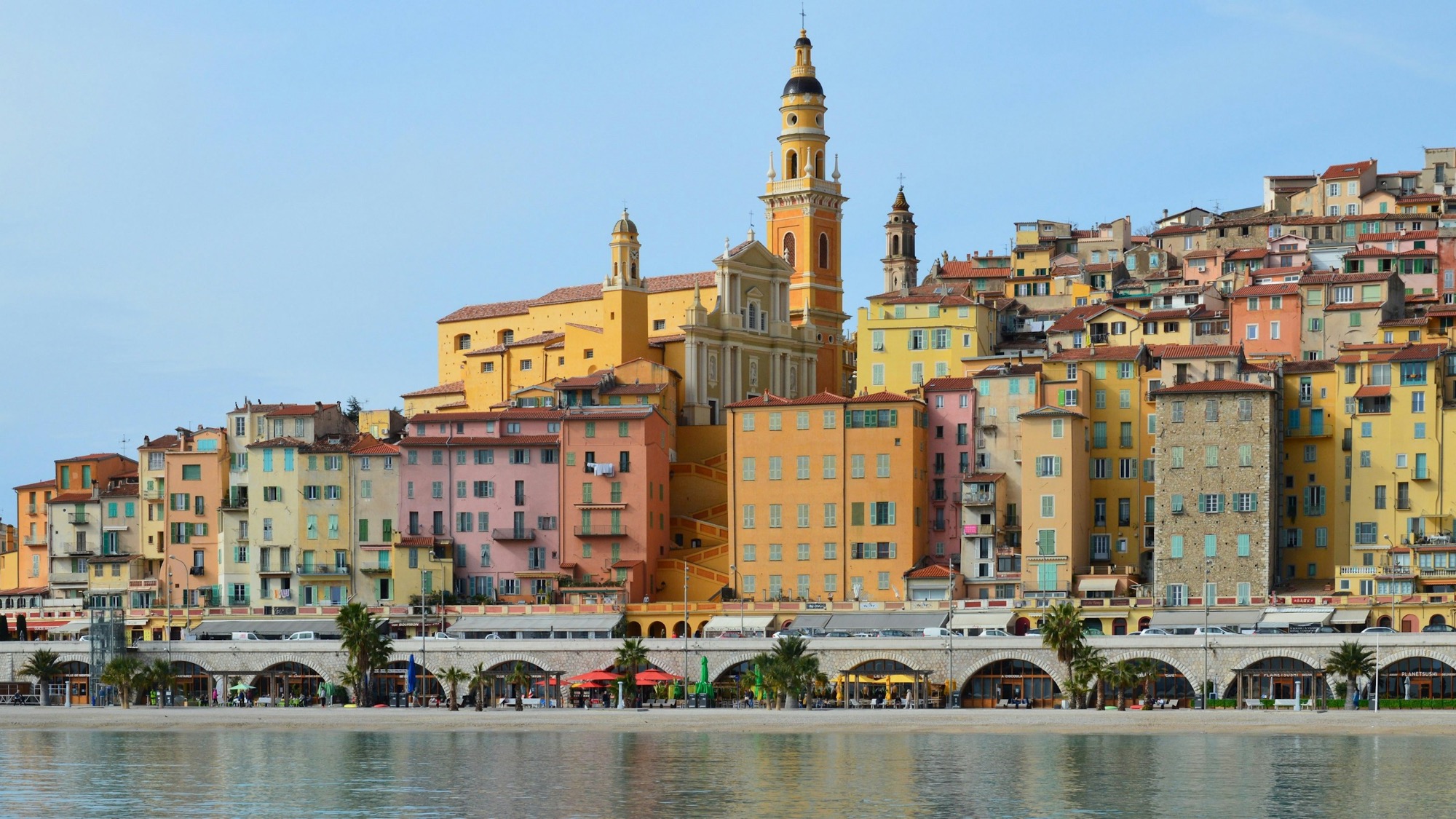Colorful old town of Menton on the French Riviera